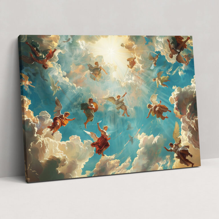 Michelangelo Canvas Print - Celestial Beings In Heavenly Sky Wall Art - Michelangelo, Wall Decoration, Canvas, Wall Art