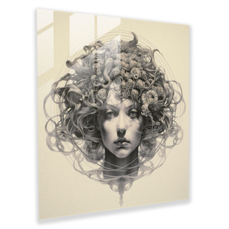 Medusa's Classical Beauty Glass Print - Medusa, Ancient Greek, Home Decoration, Wall Decoration