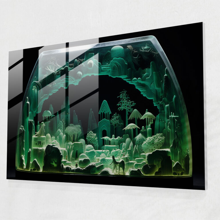 Mesolithic Mystical Cave Glass Art - Mesolithic, Mystical Cave, Enigmatic Paintings, Home Decoration