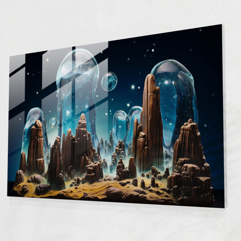 Celestial Mesolithic Night Glass Art - Mesolithic, Modern Art, Cosmic Wonders, Mysticism