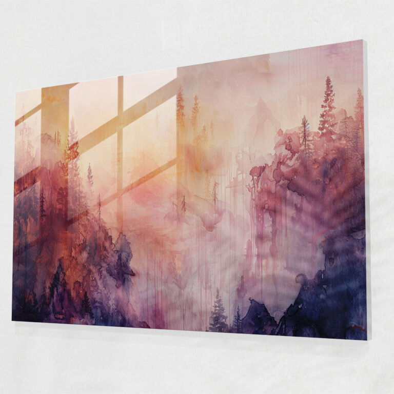 Metaphysical Painting Glass Print - Metaphysical Painting, Otherworldly Landscape, Glass Art, Home Decoration