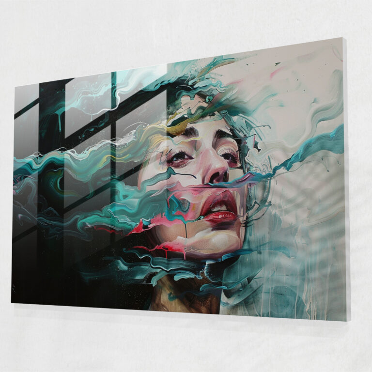 Metaphysical Painting Glass Wall Art - Metaphysical Painting, Wall Decoration, Surreal Portrait, Glass Wall Art