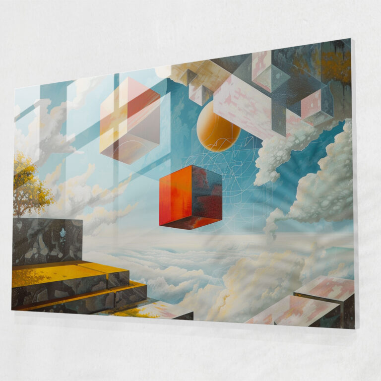 Metaphysical Painting Glass Print - Metaphysical Painting, Wall Decoration, Modern Art, Home Decoration