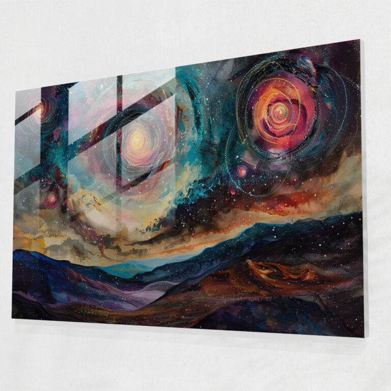 Metaphysical Painting Glass Wall Art - Metaphysical Painting, Celestial, Galaxies, Landscape
