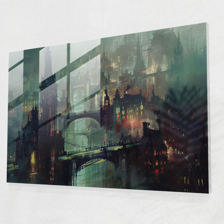 Metaphysical Painting Wall Decoration - Metaphysical Painting, Wall Decoration, Glass Art, Cityscape