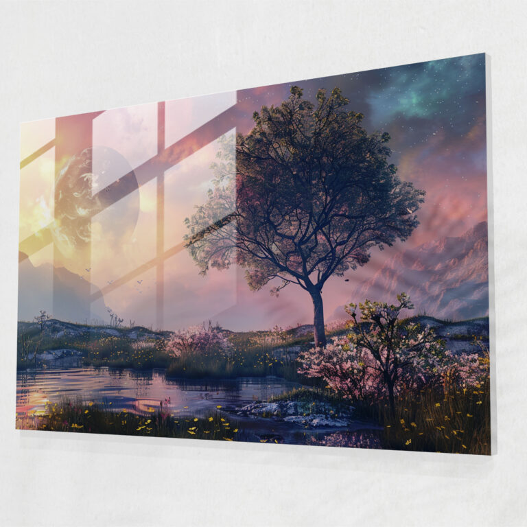 Metaphysical Painting Glass Print - Metaphysical Painting, Home Decoration, Wall Decoration, Glass Wall Art