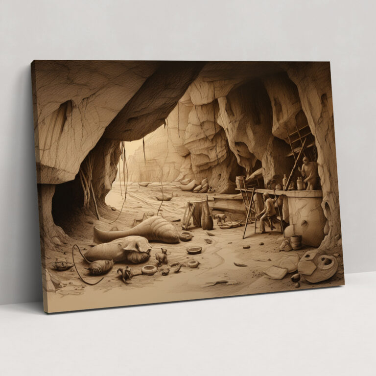 Mesolithic Canvas Print - Prehistoric Tools Cave Engraving Wall Art - Mesolithic, Canvas, Canvas Wall Art, Wall Decoration