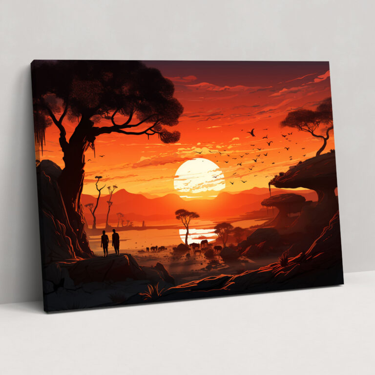 Paleolithic Sunset Wall Art - Mesolithic, Ancient Hunters, Paleolithic, Canvas Wall Art