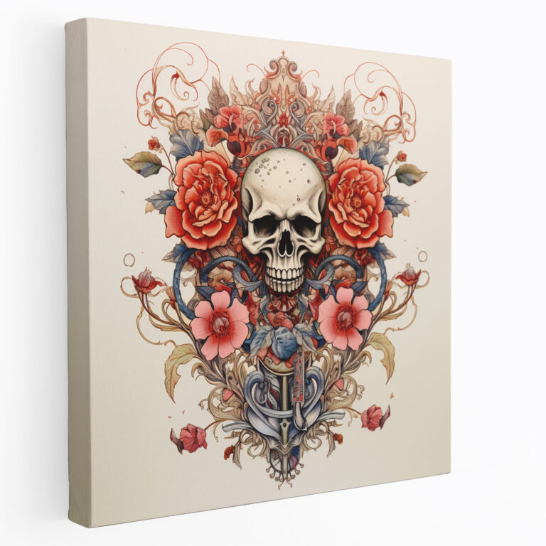 Metallica Canvas Print: Vintage Floral Logo - Metallica, Poster, Vintage-Inspired, Wall Art