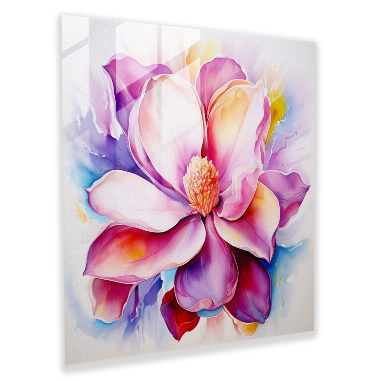 Magnolia Abstract Glass Print - Magnolia, Glass Wall Art, Wall Decoration, Home Decoration