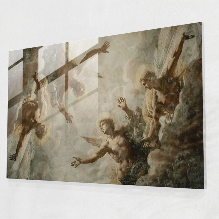 Michelangelo Style Glass Print: Celestial Beings - Michelangelo, Glass Art, Home Decoration, Wall Decoration