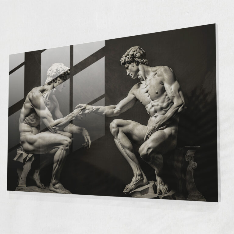 Michelangelo Glass Print: Dramatic Poses - Michelangelo, Modern Art, Home Decoration, Michelangelo