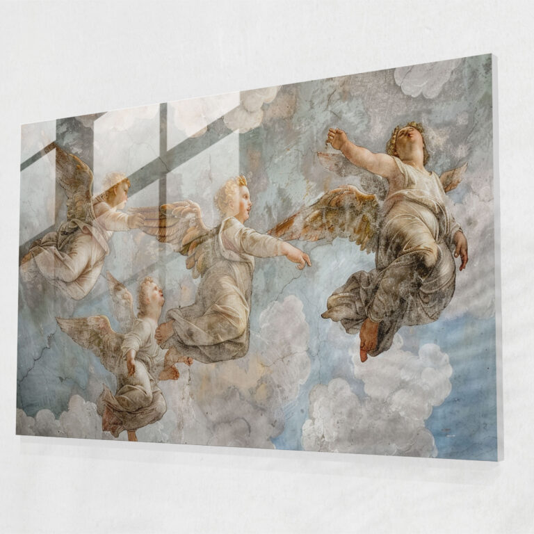 Michelangelo Heavenly Scenes Modern Art - Michelangelo, Home Decoration, Glass Art, Glass Print