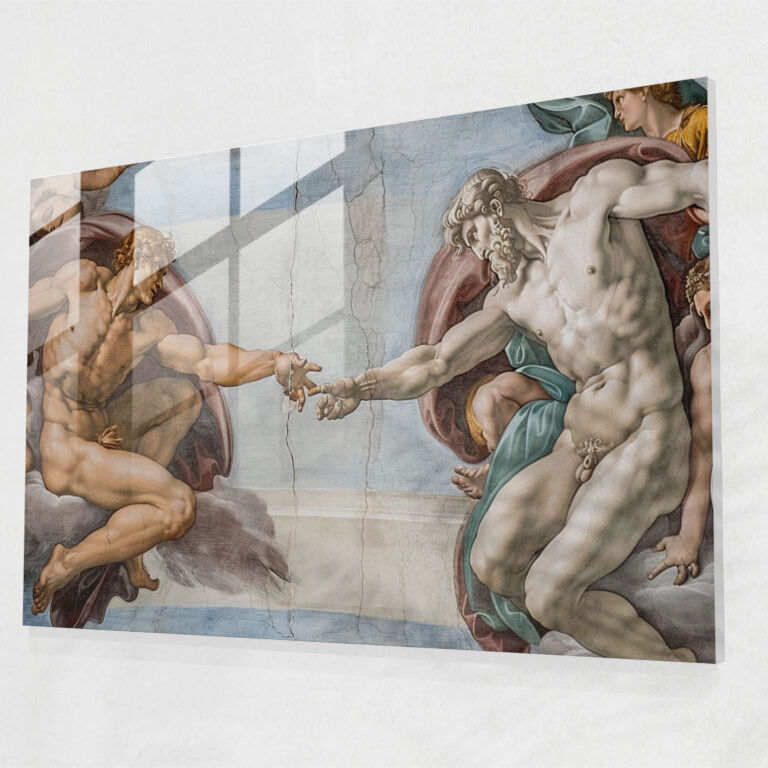 Michelangelo Glass Print - Religious Themes Divine Light Glass Wall Art - Michelangelo, Glass Art, Glass Print, Wall Decoration