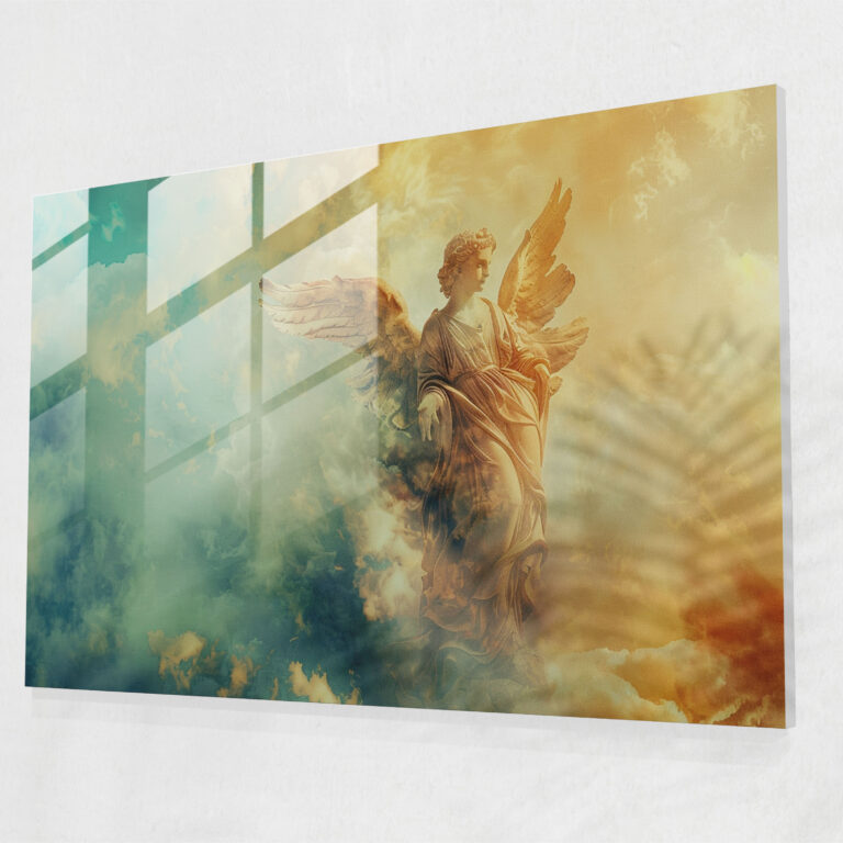 Michelangelo Glass Print: Angel In Heavenly Clouds - Michelangelo, Michelangelo, Home Decoration, Wall Decoration