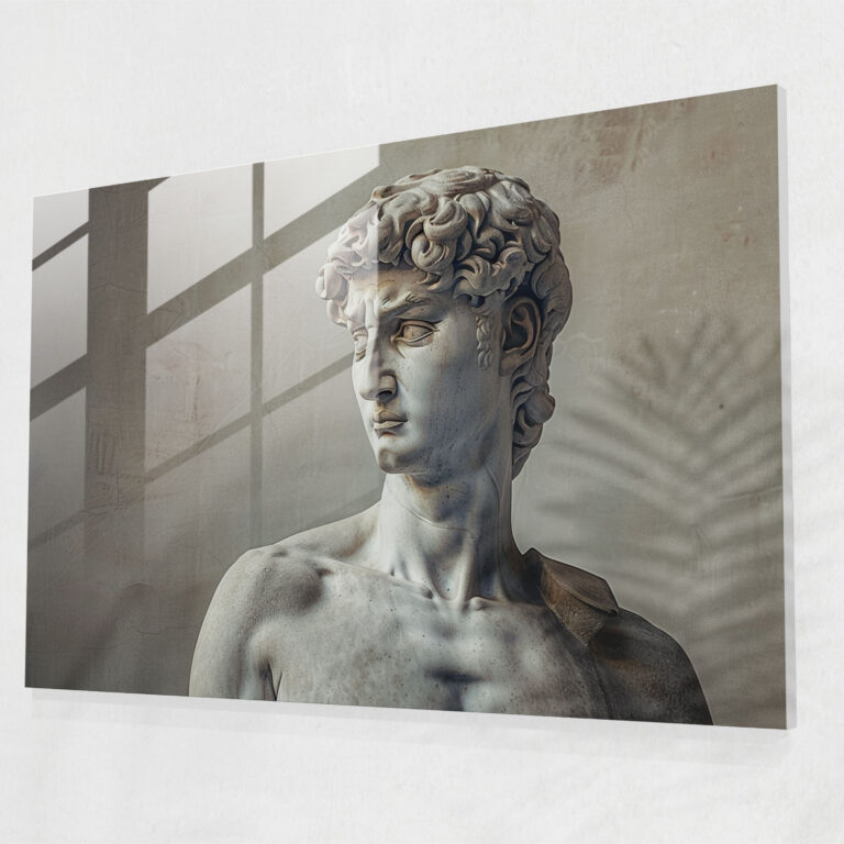 Michelangelo Glass Wall Art: Renaissance Sculpture Of David - Michelangelo, Michelangelo, Home Decoration, Glass Wall Art