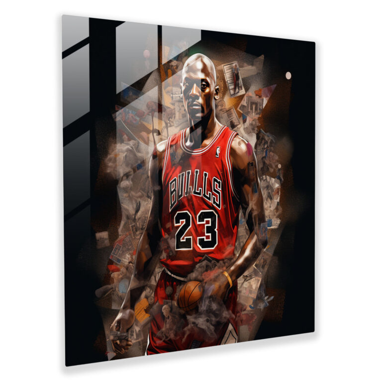 Michael Jordan Glass Print - Contemporary Digital Collage - Micheal Jordan, Basketball, Glass Wall Art, Wall Decoration