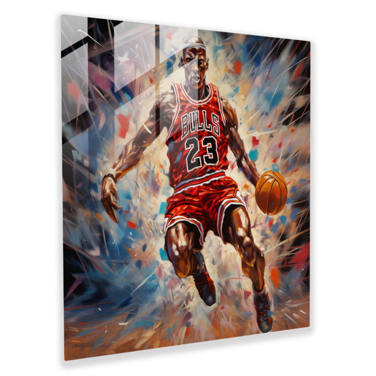 Michael Jordan Glass Print - Captivating Painting - Micheal Jordan, Michael Jordan, Home Decoration, Basketball