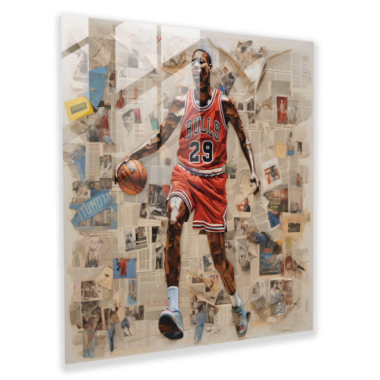 Michael Jordan Collage Glass Print - Micheal Jordan, Basketball, Home Decoration, Glass Art