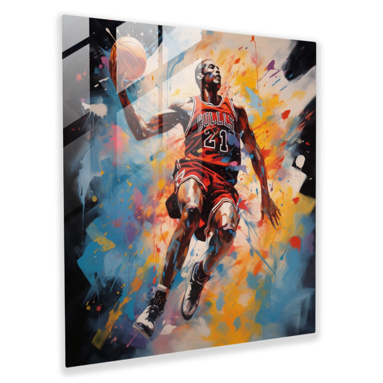 Michael Jordan Celebration Glass Print - Micheal Jordan, Home Decoration, Michael Jordan, Basketball