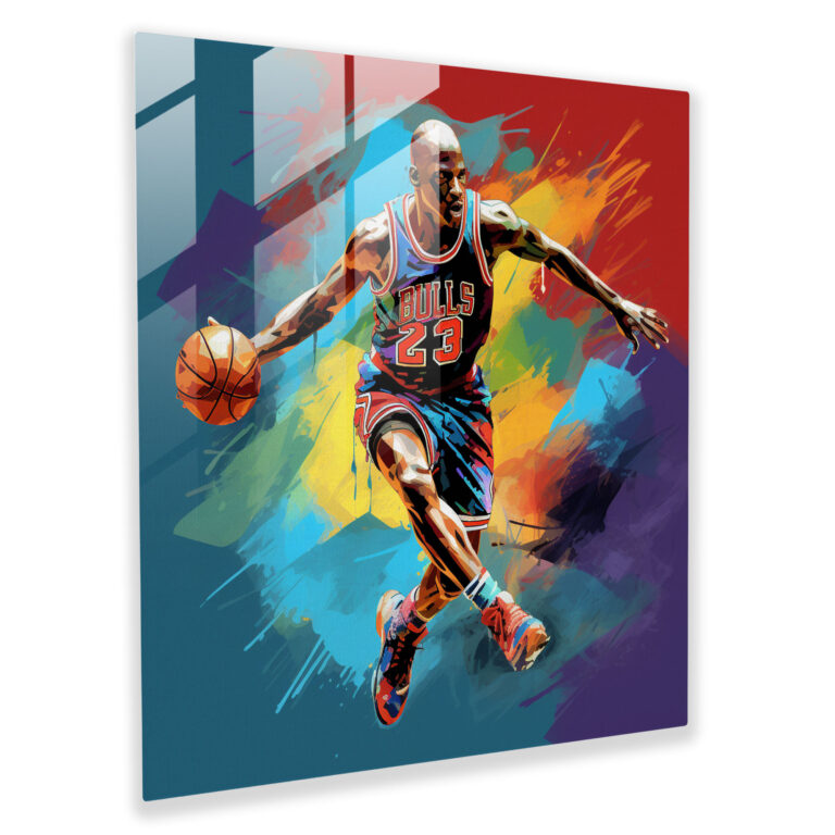 Vibrant Michael Jordan Glass Print - Micheal Jordan, Wall Decoration, Glass Wall Art, Home Decoration