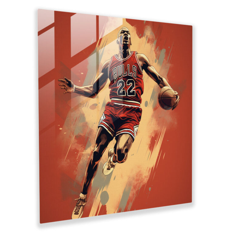 Michael Jordan Retro Poster Glass Print - Micheal Jordan, Basketball, Glass Print, Gift