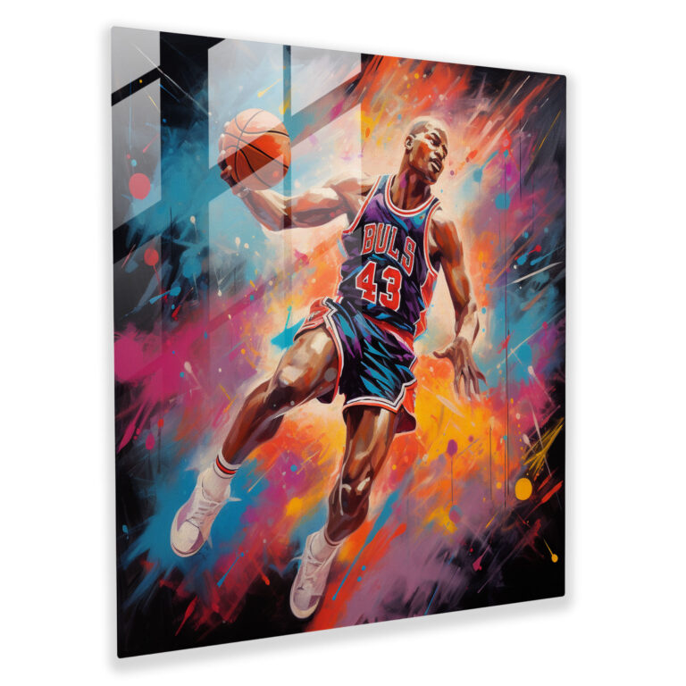 Michael Jordan Glass Print - Abstract Energy - Micheal Jordan, Michael Jordan, Dynamic Energy, Basketball