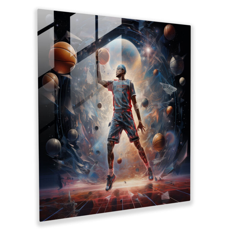 Michael Jordan Glass Print - Cosmic Talent - Micheal Jordan, Home Decoration, Modern Art, Wall Decoration