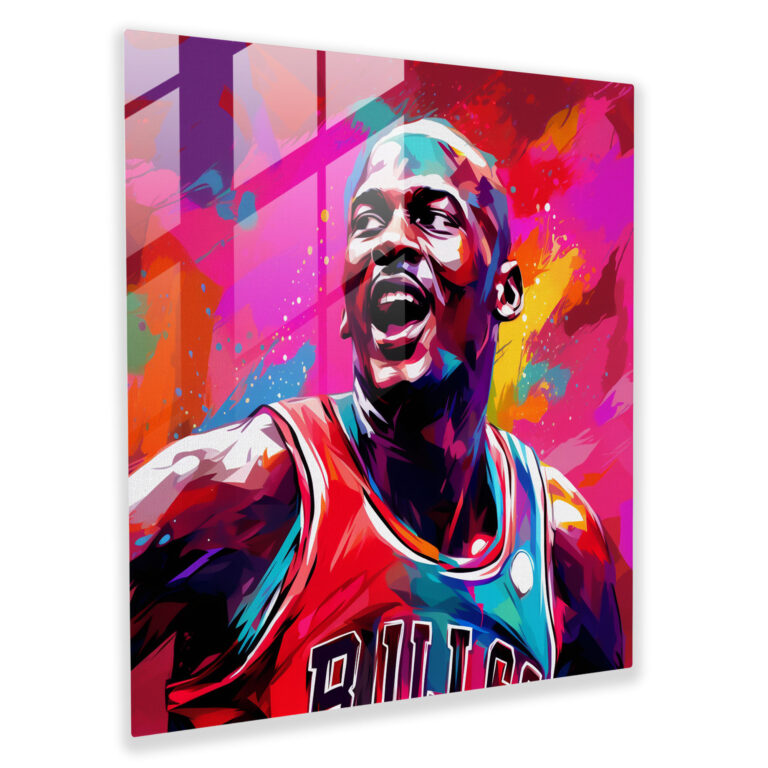 Michael Jordan Pop Art Glass Print - Micheal Jordan, Modern Art, Glass Art, Michael Jordan