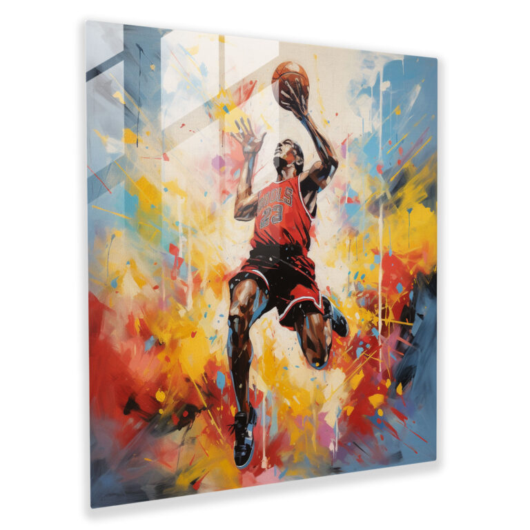 Michael Jordan Glass Print - Abstract Acrylic Painting - Micheal Jordan, Abstract, Power, Intensity