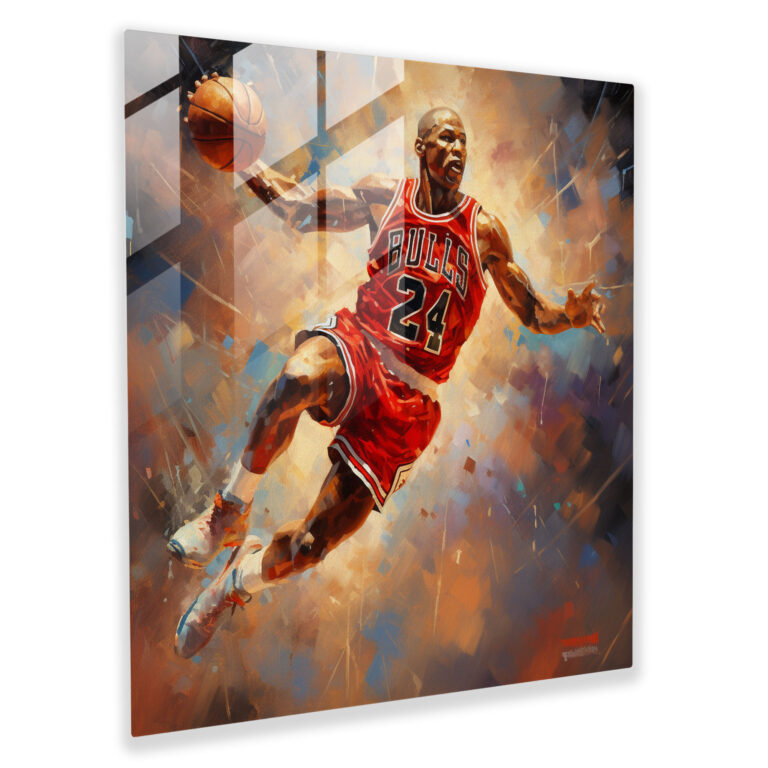 Michael Jordan Glass Print - Oil Painting - Micheal Jordan, Michael Jordan, Wall Decoration, Modern Art