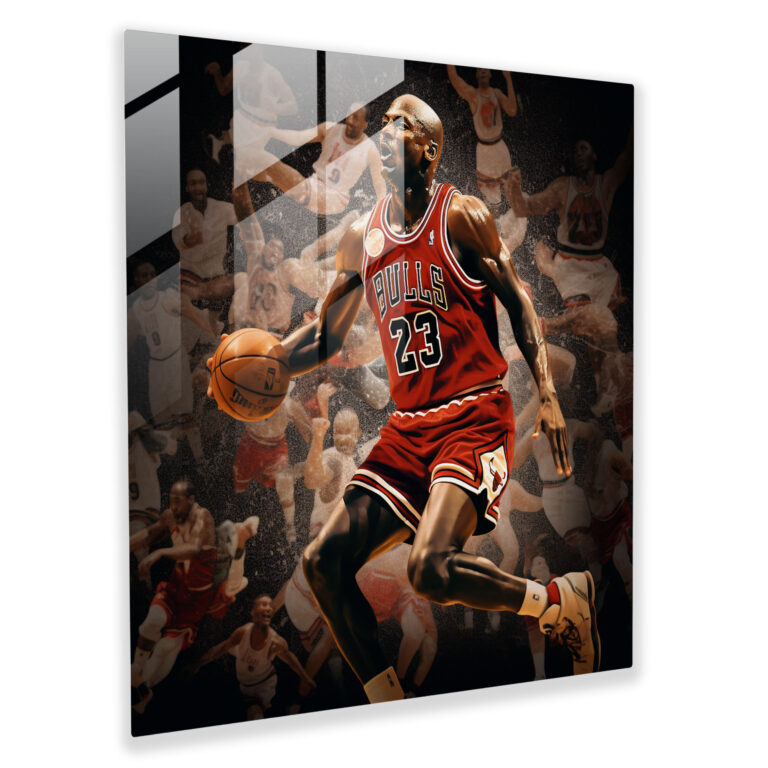 Michael Jordan Glass Print - Photo Montage - Micheal Jordan, Memorable Moments, Modern Art, Glass Wall Art