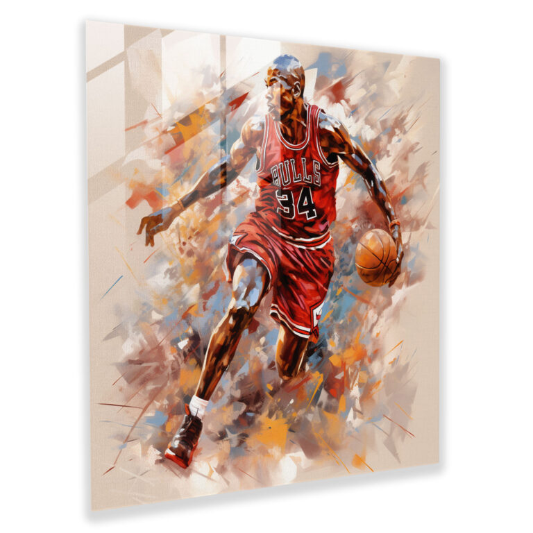Michael Jordan Glass Print - Conceptual Art - Micheal Jordan, Michael Jordan, Transformation, Modern Art