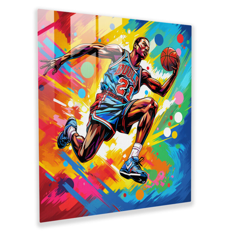 Michael Jordan Pop Art Glass Print - Micheal Jordan, Vibrant Colors, Glass Print, Michael Jordan