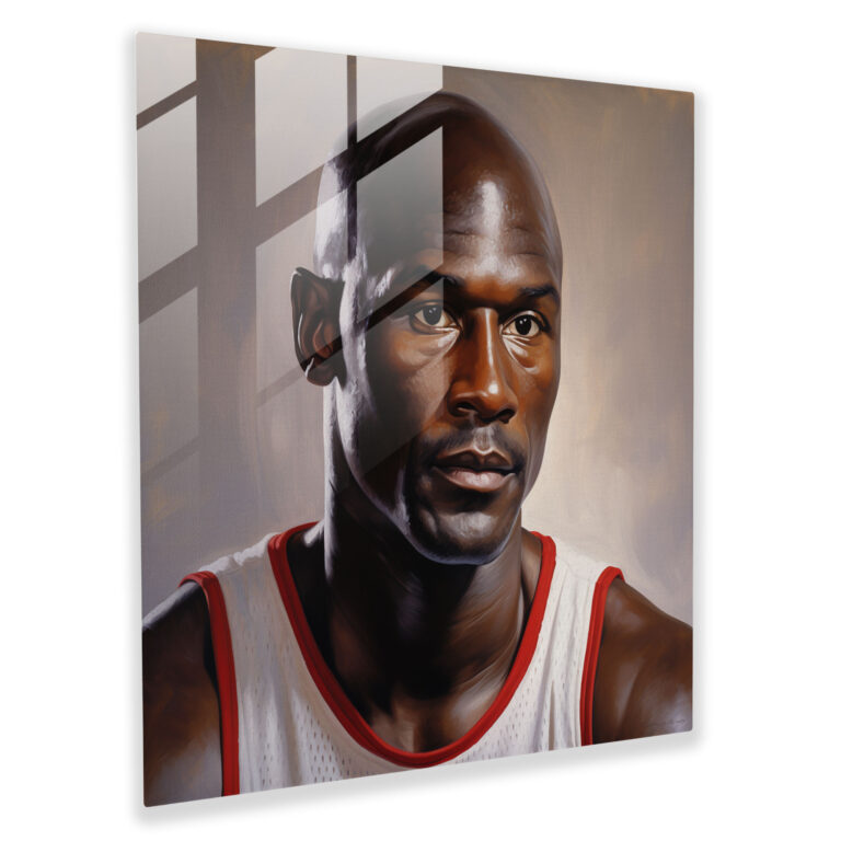 Michael Jordan Realistic Portrait Glass Print - Micheal Jordan, Intensity, Glass Art, Michael Jordan