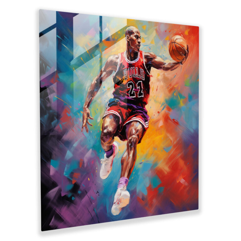 Michael Jordan Glass Print - Abstract Acrylic Painting - Micheal Jordan, Glass Art, Acrylic Painting, Abstract Painting