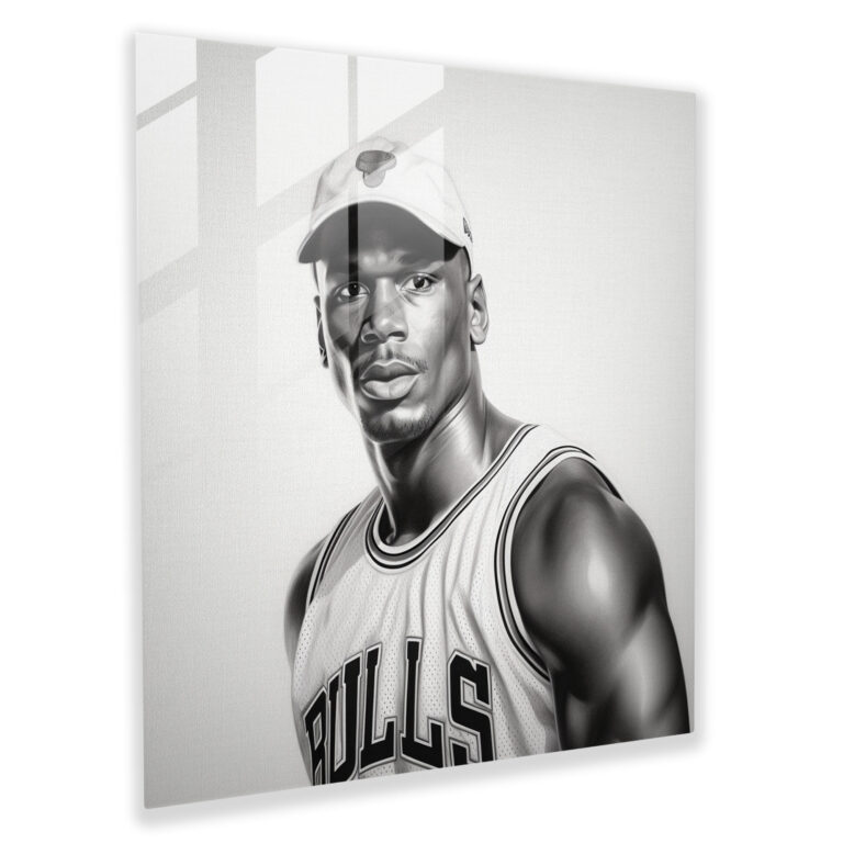 Michael Jordan Glass Print - Realistic Pencil Sketch - Micheal Jordan, Modern Art, Michael Jordan, Realistic Sketch