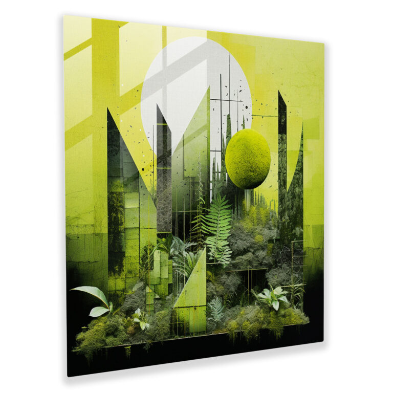 Vibrant Moss Glass Print - Moss, Contemporary Collage, Vibrant Green Moss, Glass Print