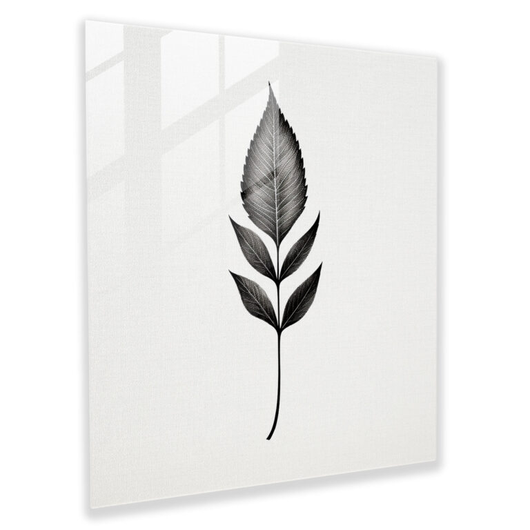 Moss Leaf Minimalist Glass Print - Moss, Glass Wall Art, Glass Art, Minimalism
