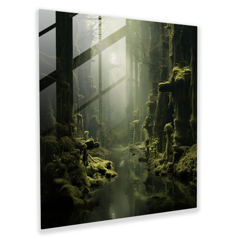 Moss Modern Art - Moss, Glass Art, Dreamlike Forest, Home Decoration