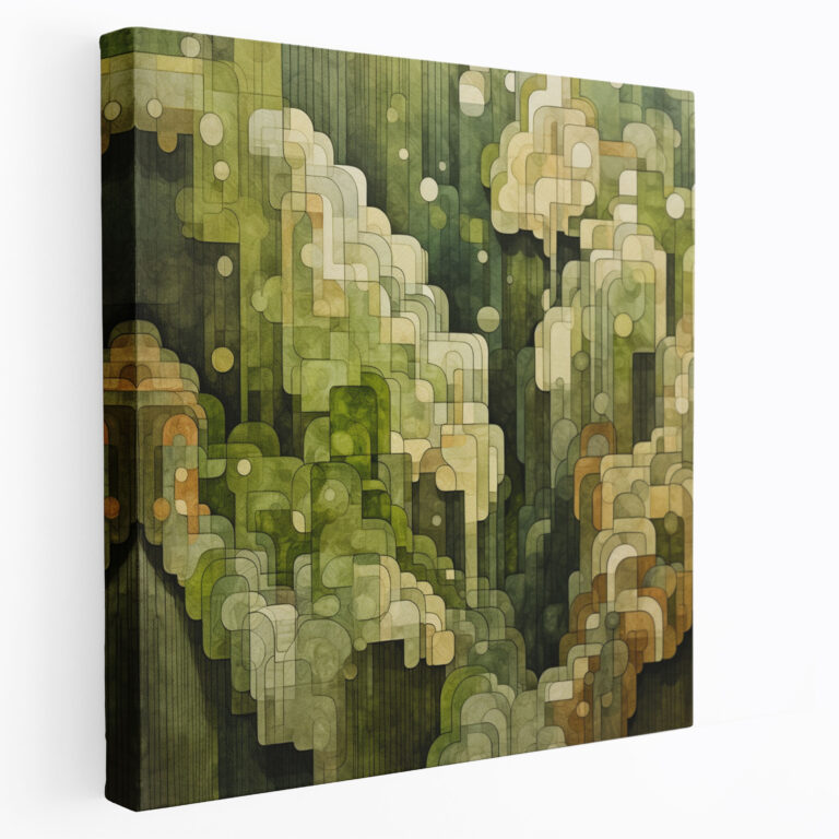 Moss Wall Decor - Geometric Abstract Canvas Print - Moss, Geometric Abstract Artwork, Contemporary Wall Decor, Moss Formations