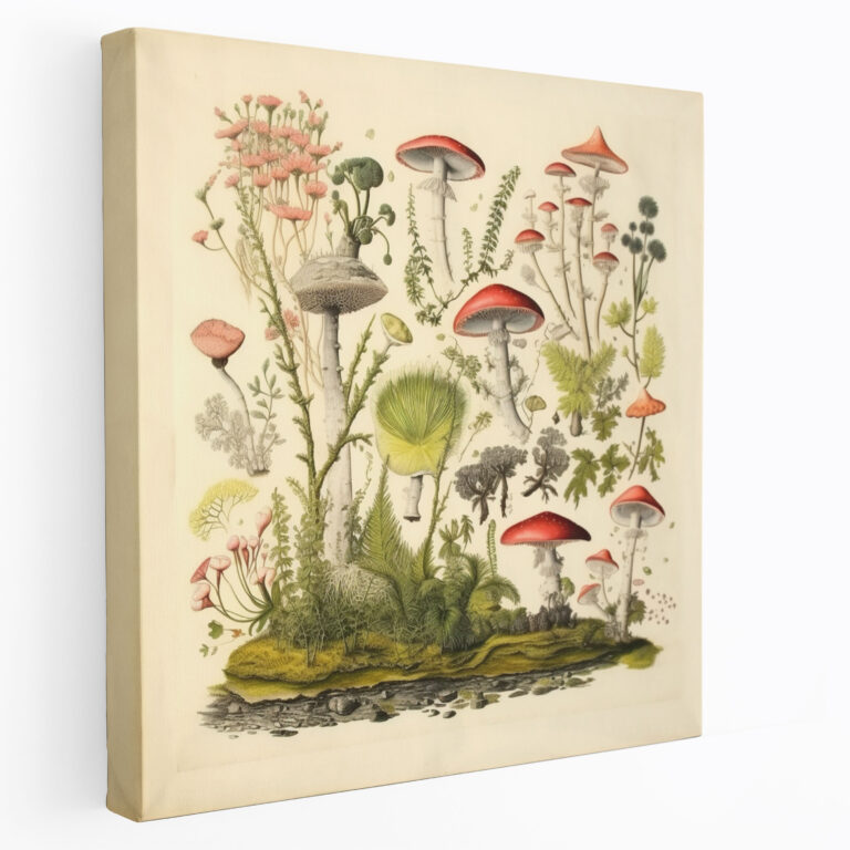 Moss Wall Art - Vintage Botanical Plate Canvas Print - Moss, Moss Wall Art, Canvas Print, Vintage Botanical Plate