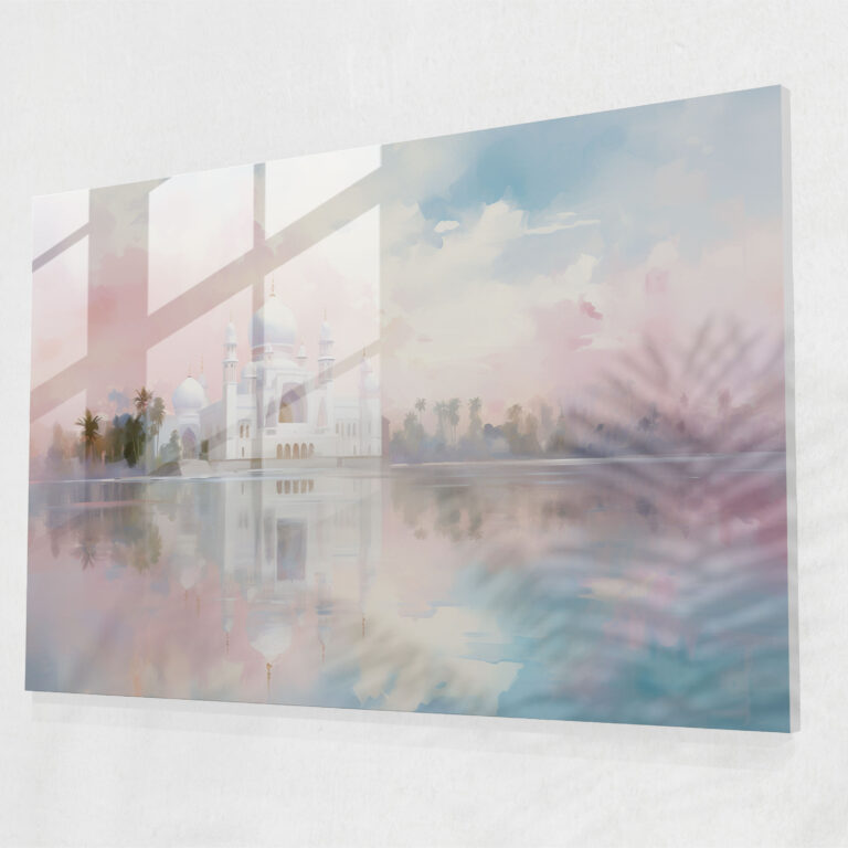 Impressionist Glass Print Mosque - Mosque, Glass Art, Soft Brushstrokes, Glass Print