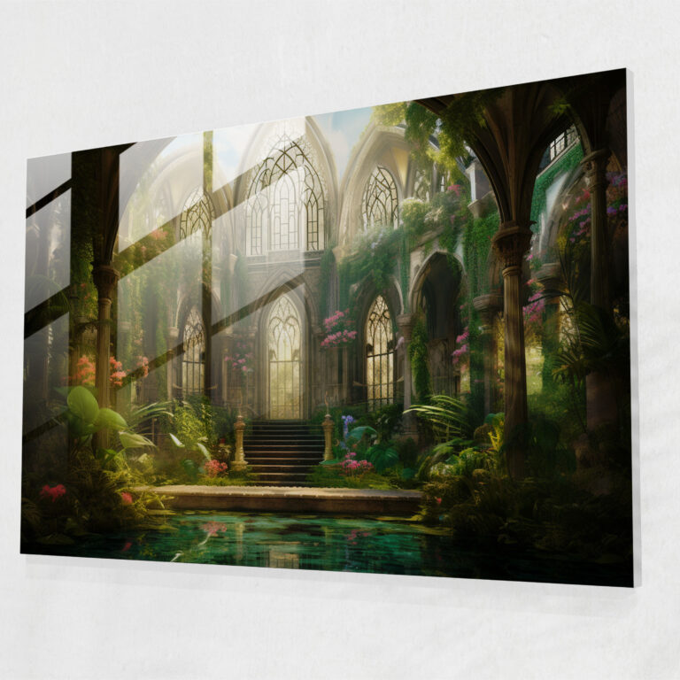 Lush Mosque Glass Wall Art - Mosque, Home Decoration, Tranquil Beauty, Mosque