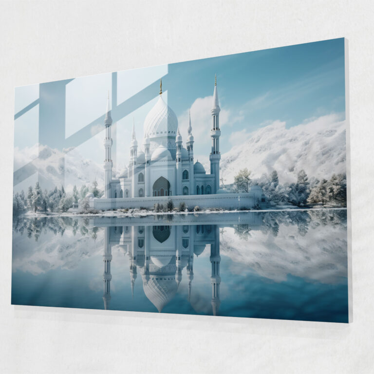 Majestic Mosque Glass Wall Decoration - Mosque, Wall Decoration, Reflecting Waters, Modern Art