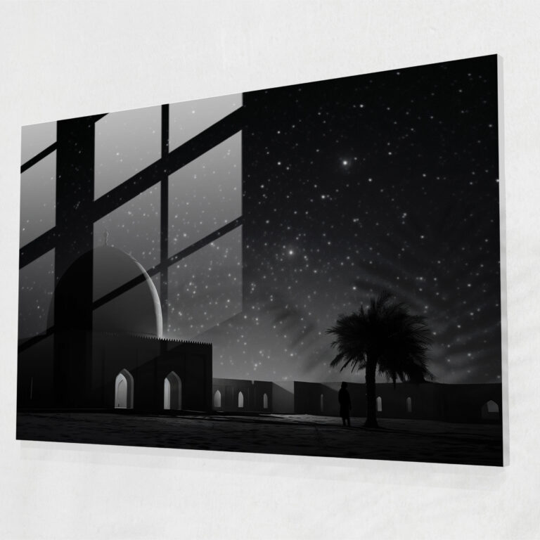 Starry Night Mosque Glass Print - Mosque, Glass Art, Mosque, Wall Decoration
