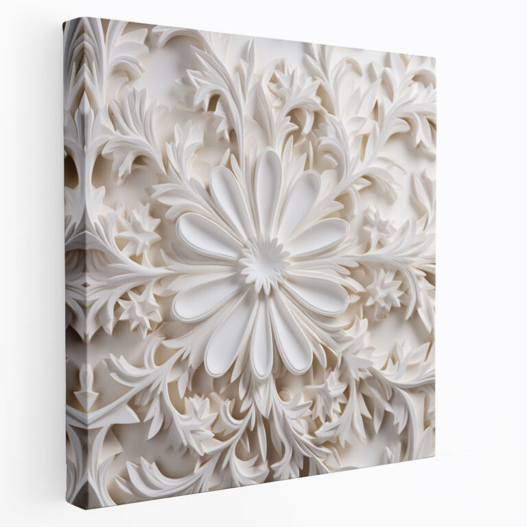 Marble Wall Art - Intricate White Pattern - Marble, White Pattern, Elevate, Canvas Wall Art