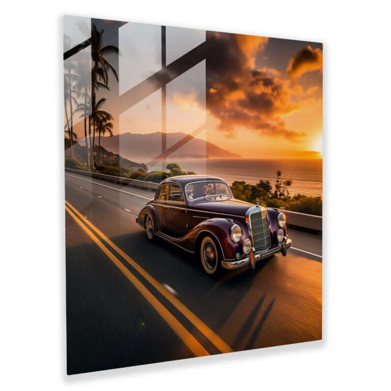 Mercedes Glass Print - Coastal Sunset Photograph - Mercedes, Modern Art, Home Decoration, Serenity