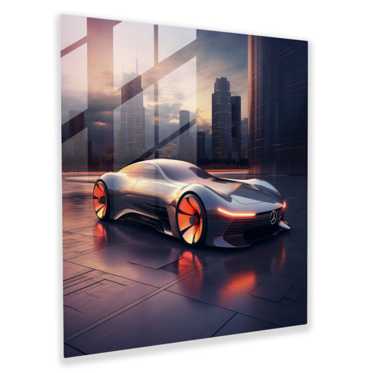 Mercedes Glass Print - Contemporary Digital Illustration - Mercedes, Modern Art, Wall Decoration, Glass Print