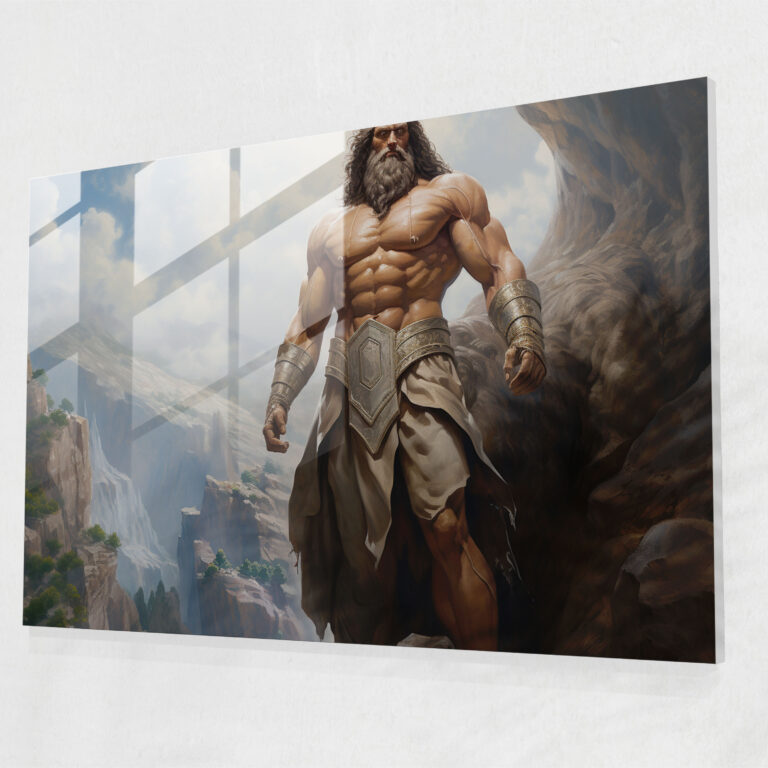 Mythology Glass Print - Greek God On Mount Olympus - Mythology, Modern Art, Greek God Glass Wall Art, Wall Decoration